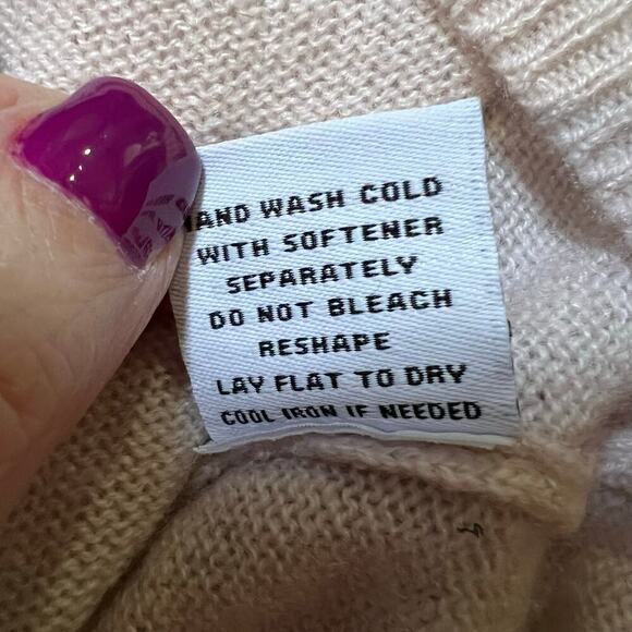 NWT  525 Contrast Pullover Light Pink Cream Cashmere Sweater - Picture 6 of 8